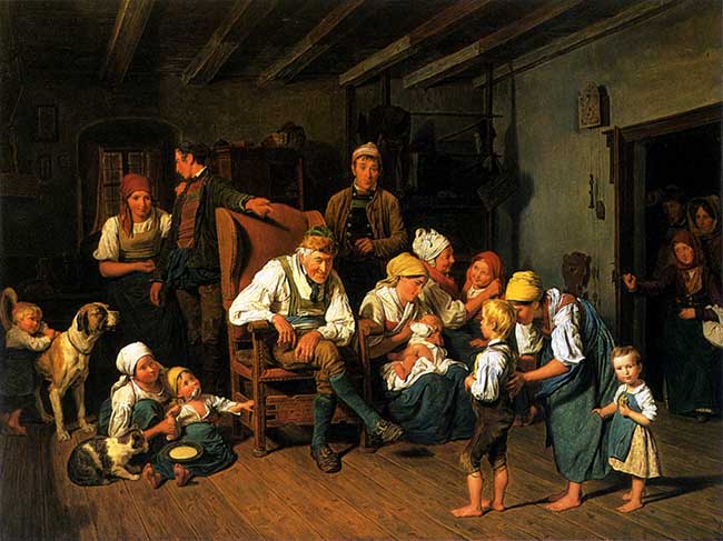 El cumpleaños del abuelo en una familia campesina
