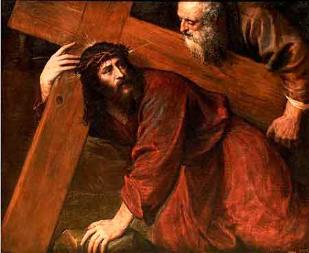 V Estación: el Cireneo ayuda a Jesús a llevar la Cruz